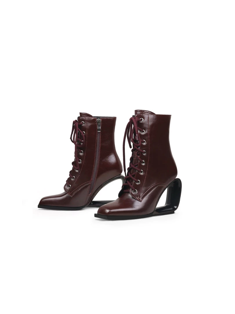 Jady Rose New In Shoes JadyRose | Elevator Wedge-Heel Shoelace Chocolate Leather Boot 3 Jady Rose New In Shoes JadyRose | Elevator Wedge-Heel Shoelace Chocolate Leather Boot