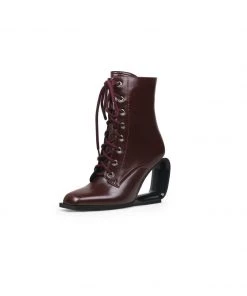 Jady Rose New In Shoes JadyRose | Elevator Wedge-Heel Shoelace Chocolate Leather Boot 11 Jady Rose New In Shoes JadyRose | Elevator Wedge-Heel Shoelace Chocolate Leather Boot