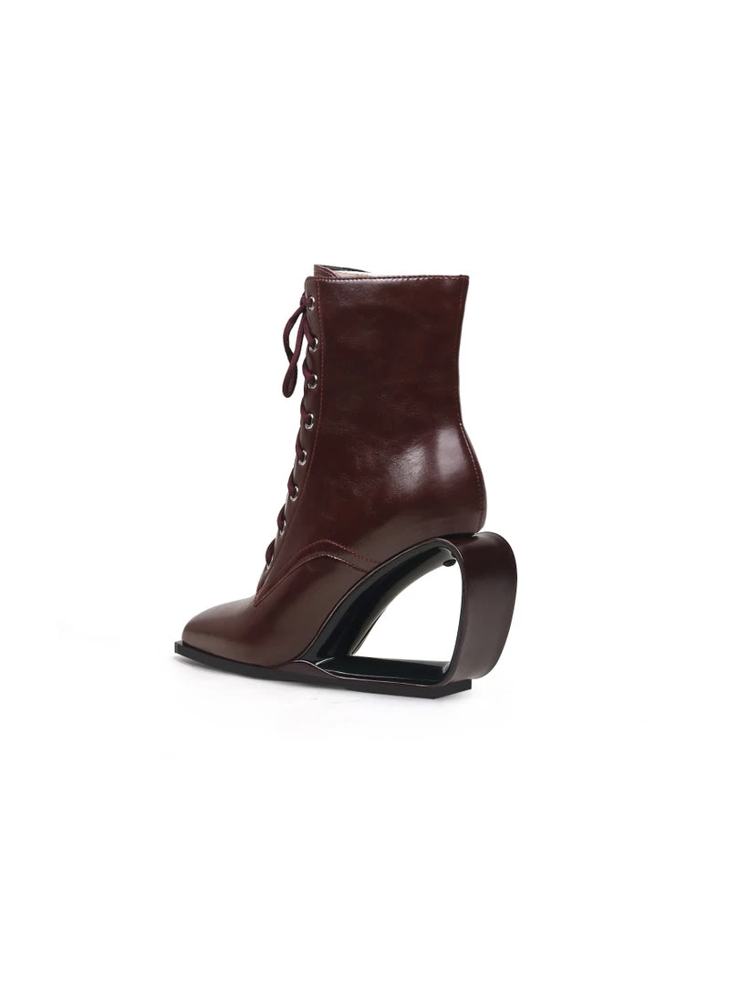Jady Rose New In Shoes JadyRose | Elevator Wedge-Heel Shoelace Chocolate Leather Boot 7 Jady Rose New In Shoes JadyRose | Elevator Wedge-Heel Shoelace Chocolate Leather Boot