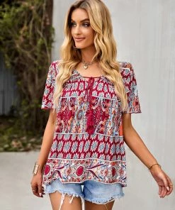 DY New In Clothing DOMO BOHO TOP - CLARET