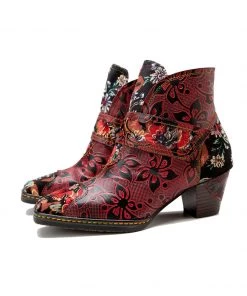 Soffia | Orchid Embossed Genuine Leather Ankle Boots New In Shoes
