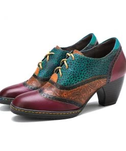 SOFFIA | Geometric Shoelace Leather Heel Oxford Shoes Boots New In Shoes