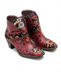 Soffia | Orchid Embossed Genuine Leather Ankle Boots New In Shoes
