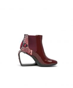 Jady Rose JadyRose | Genuine Leather Elevator Wedge-Heel Claret Leopard Ankle Boots New In Shoes
