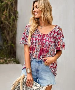 DY New In Clothing DOMO BOHO TOP - CLARET 8 DY New In Clothing DOMO BOHO TOP - CLARET