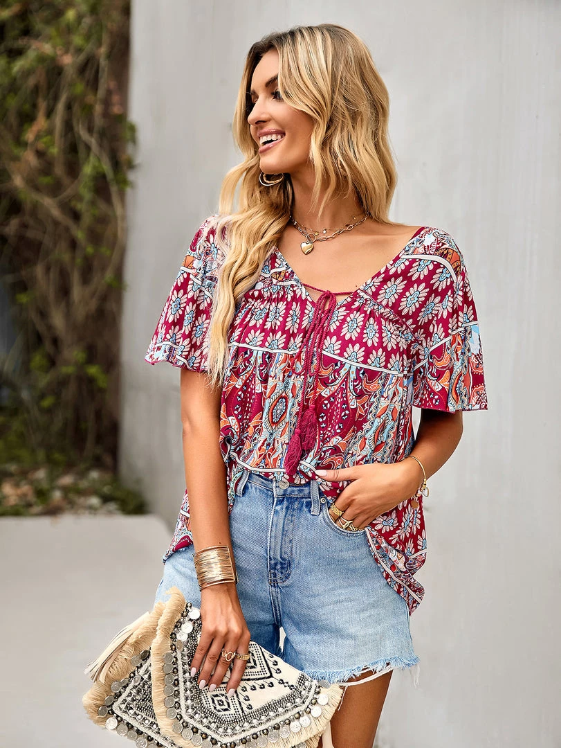 DY New In Clothing DOMO BOHO TOP - CLARET 4 DY New In Clothing DOMO BOHO TOP - CLARET