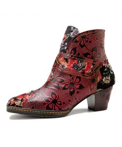 Soffia | Orchid Embossed Genuine Leather Ankle Boots New In Shoes