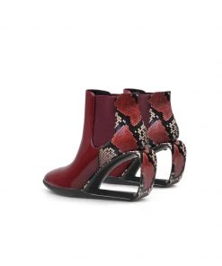 Jady Rose JadyRose | Genuine Leather Elevator Wedge-Heel Claret Leopard Ankle Boots New In Shoes