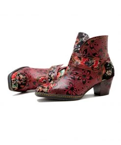 Soffia | Orchid Embossed Genuine Leather Ankle Boots New In Shoes