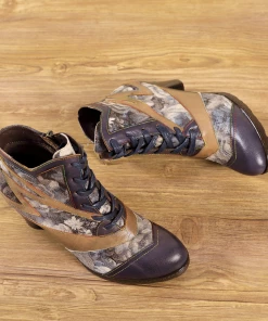 RXD SOFFIA | Grey Floral Frosted Contrast Leather Ankle Boots NEW ARRIVALS