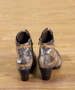 RXD SOFFIA | Grey Floral Frosted Contrast Leather Ankle Boots NEW ARRIVALS