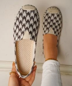 HT New In Shoes En Bloom | Check Pattern Canvas Upper Espadrilles Coffee Flat Boat Shoes