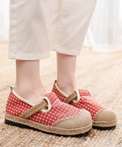 TC Cactus Rose | Gypsophila Print Linen Espadrilles - Coral