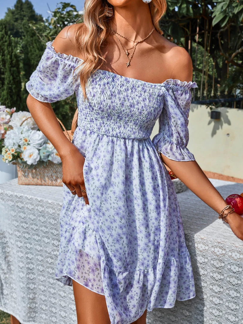 DY MONTA MINI DRESS - BLUE FLORAL 1 DY MONTA MINI DRESS - BLUE FLORAL