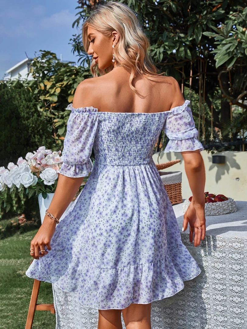 DY MONTA MINI DRESS - BLUE FLORAL 3 DY MONTA MINI DRESS - BLUE FLORAL