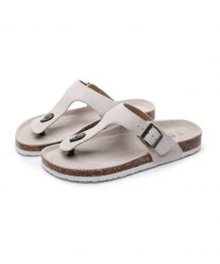 GLF Maibulun | Cream Suede T-Strap Leather Sandal