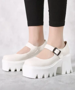Jady Rose JadyRose | Classic Chunky Heel Mary Jane - Cream New In Shoes