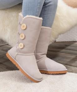 XH New In Shoes SMAIBULUN UGG™ | Side Button Faux Fur-Lined Leather Suede Boots