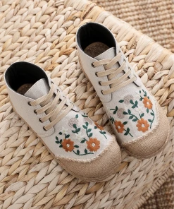 TC New In Shoes Cactus Rose | Embroidered Floral Head Hi-Top Sneakers Espadrilles