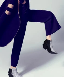 Jady Rose NEW ARRIVALS JadyRose | Geometry-Heel Textile Contrast Color Ankle Leather Boots