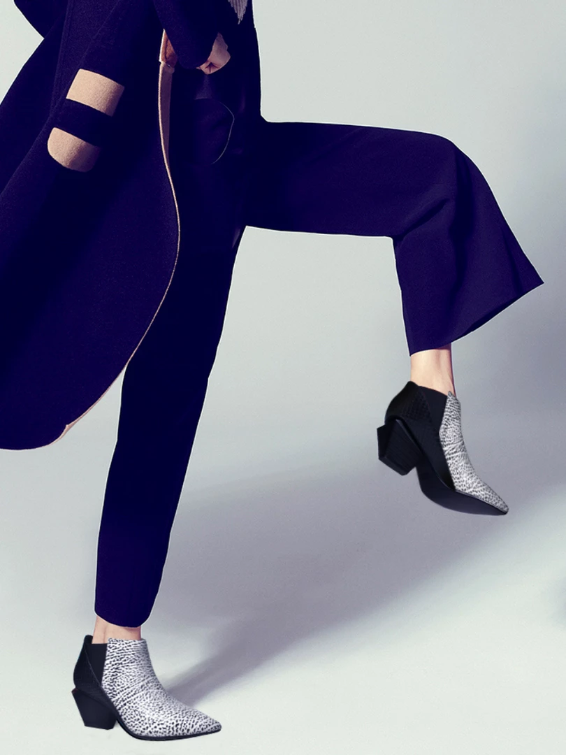 Jady Rose NEW ARRIVALS JadyRose | Geometry-Heel Textile Contrast Color Ankle Leather Boots 1 Jady Rose NEW ARRIVALS JadyRose | Geometry-Heel Textile Contrast Color Ankle Leather Boots