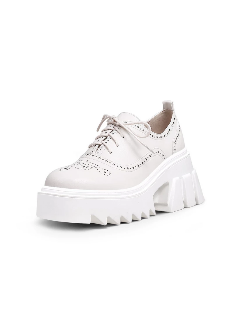 Jady Rose JadyRose | Vintage Black Genuine Leather Platform Oxford Shoes- Cream 1 Jady Rose JadyRose | Vintage Black Genuine Leather Platform Oxford Shoes- Cream