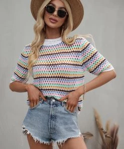 MY BEE CROCHET KNIT TOP - WHITE