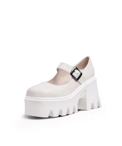 Jady Rose JadyRose | Classic Chunky Heel Mary Jane - Cream New In Shoes