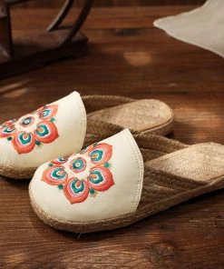 TC Shop Sandals Embroidered Lotus Side Strap Mules - Cactus Rose 23 TC Shop Sandals Embroidered Lotus Side Strap Mules - Cactus Rose