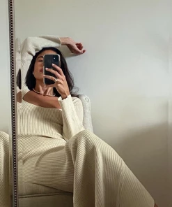 MY New In Clothing Smaibulun Doll | JODENE Cream Midi Length Knit Dress