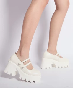 Jady Rose NEW ARRIVALS JadyRose | FILO Chunky Heel Ivory Leather Mary Jane