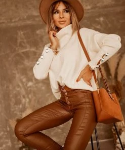 MY Smaibulun Doll | Cream Oversized Collar Turtleneck Knit Sweater New In Clothing