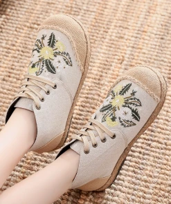 TC New In Shoes Cactus Rose | Embroidered Dandelion Round Toe Hi-Top Sneakers Espadrilles