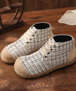 TC Classic Metallic Plaid Hi-Top Sneakers Espadrilles - Cactus Rose