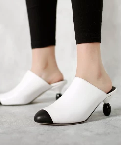 Jady Rose JadyRose | Bead Heel Black Toe Slice Mule