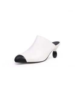 Jady Rose JadyRose | Bead Heel Black Toe Slice Mule