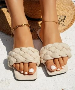 HT EN BLOOM | WOVEN BRAIDED UPPER SLIDES - IVORY NEW ARRIVALS