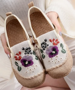 TC Cactus Rose | Embroidered Plum Bossom Espadrilles Sneakers Flat Shoes New In Shoes