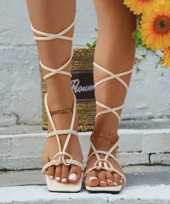 HT NEW ARRIVALS EN BLOOM | TIA STRAP GLADIATOR SANDAL - CREAM