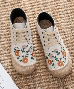 TC New In Shoes Cactus Rose | Embroidered Floral Head Hi-Top Sneakers Espadrilles