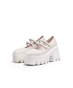 Jady Rose NEW ARRIVALS JadyRose | FILO Chunky Heel Ivory Leather Mary Jane