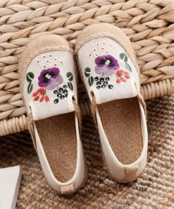 TC Cactus Rose | Embroidered Plum Bossom Espadrilles Sneakers Flat Shoes New In Shoes