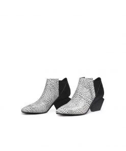 Jady Rose NEW ARRIVALS JadyRose | Geometry-Heel Textile Contrast Color Ankle Leather Boots