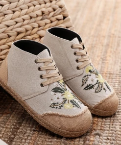 TC New In Shoes Cactus Rose | Embroidered Dandelion Round Toe Hi-Top Sneakers Espadrilles