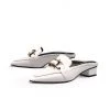 Jady Rose New In Shoes JadyRose | Genuine Leather Golden Lock Chain Mules Sandals - Cream