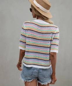 MY BEE CROCHET KNIT TOP - WHITE