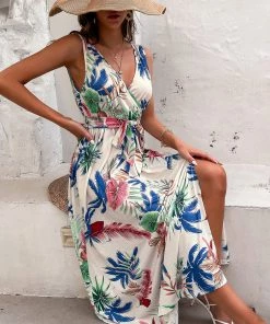 YBL FRANCINE Floral Maxi Dress - Beige NEW ARRIVALS