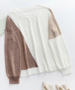 MY Smaibulun | GRANIA Two Tone Color Block Knit Sweater - Cream