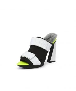 Jady Rose NEW ARRIVALS JadyRose | Faux Fur Back Heel Peep-Toe Sandal - Cream