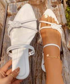 HT NEW ARRIVALS EN BLOOM | LUCK DOUBLE TIES STRAP SLIDES - CREAM